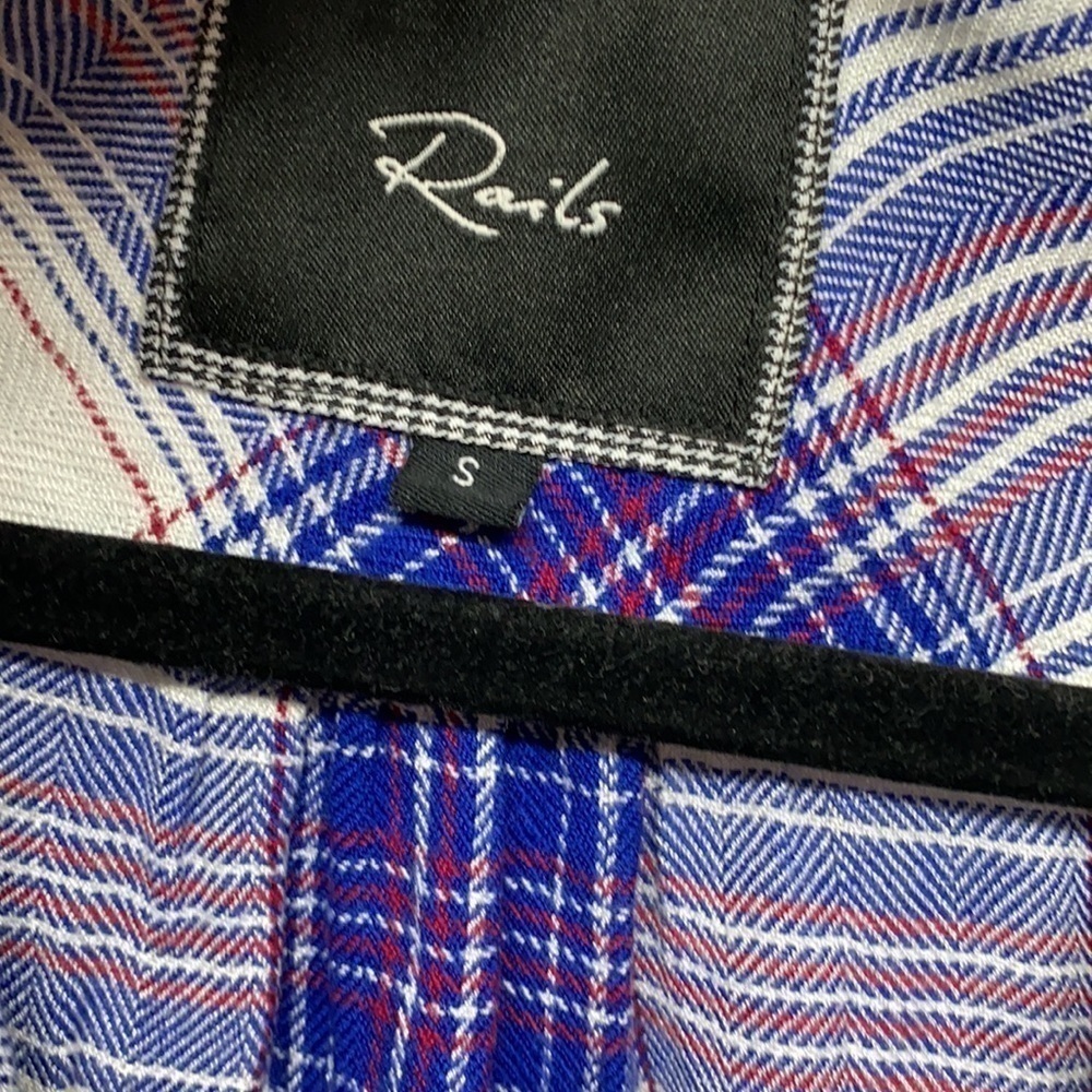 Rails Blue Plaid Button Down Shirt blouse sz small - Picture 4 of 5